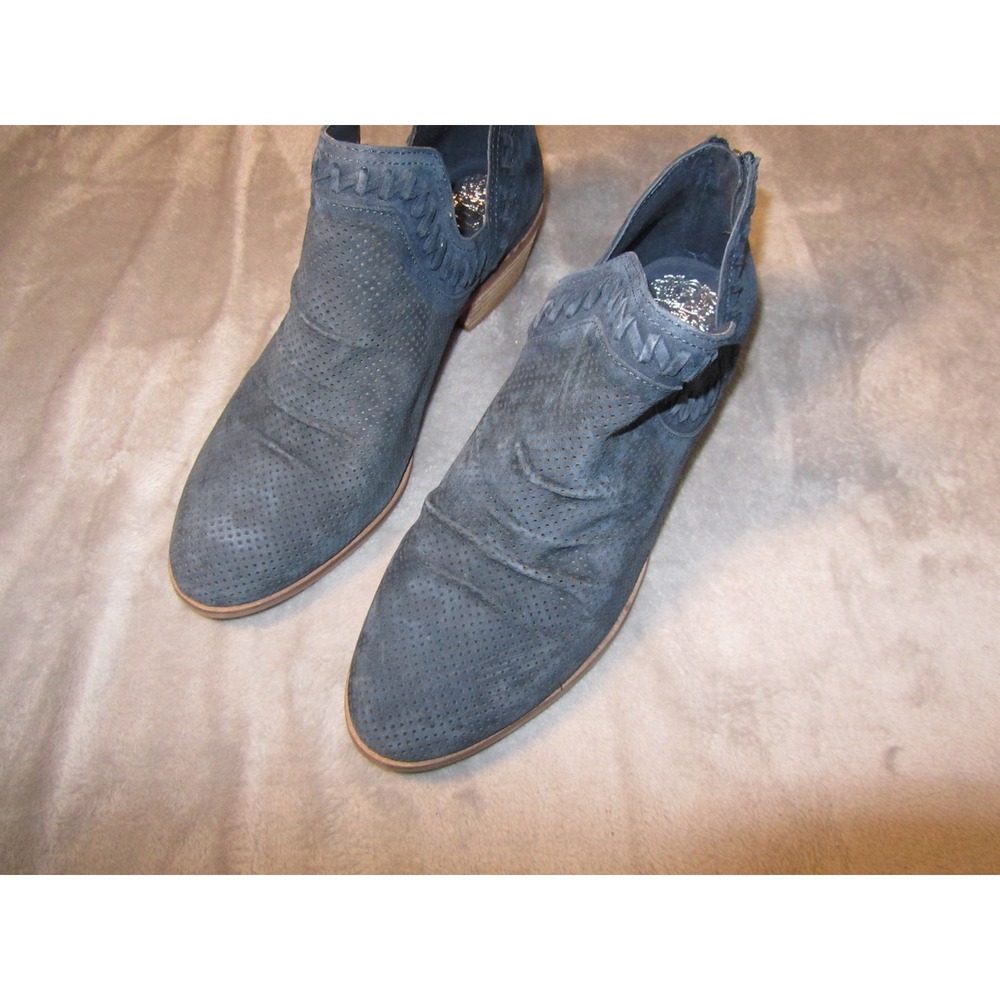Vince Camuto Palmina Navy Blue‎ Suede Perforated Ankle Booties 8.5W VC-PALMINA